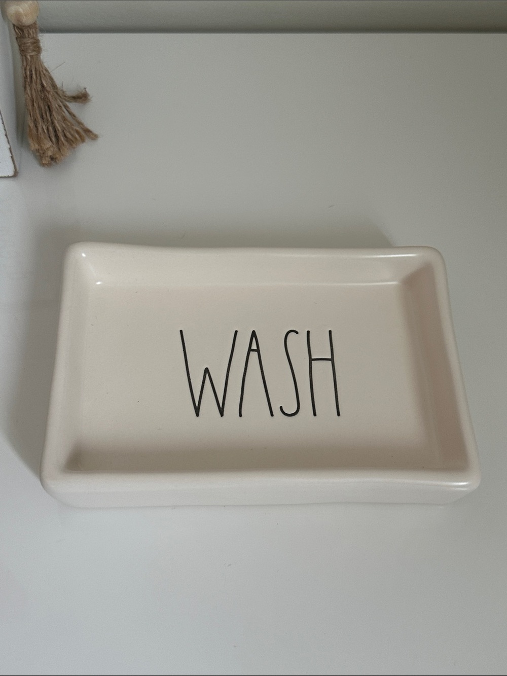 Rae Dunn Ceramic 'WASH' Soap Dish in Cream - Home Bath